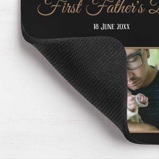 Vier Photo Collage First Fathers Day Script Black Muismat (Hoek)