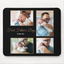 Vier Photo Collage First Fathers Day Script Black
