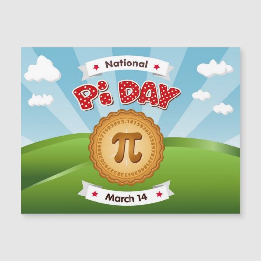 Vier Pi Day Magnet Kaart (Voorkant)