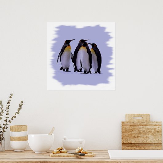 Vier pinguïns Poster 24x24 inch (Keuken)