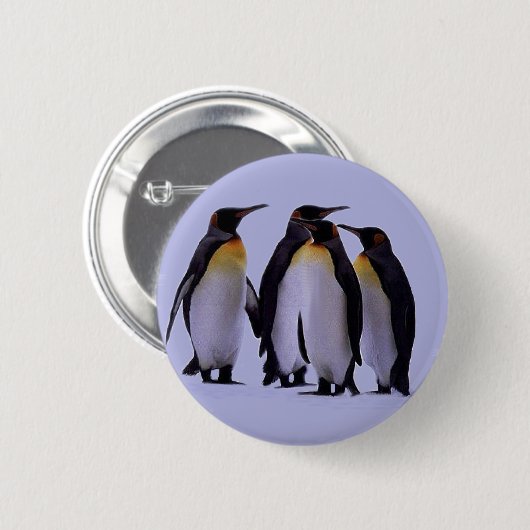 Vier pinguïns ronde button 5,7 cm (Voorkant /achterkant)