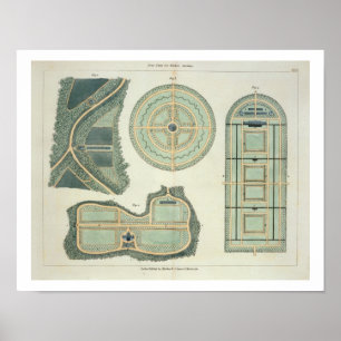 Vier plannen voor keukentuinen, van 'Hints' op de Poster