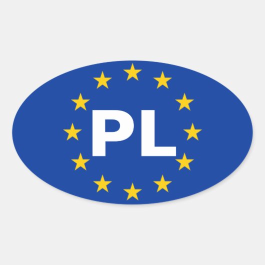 VIER Polen "PL" Vlag Europese Unie Ovale Sticker (Voorkant)
