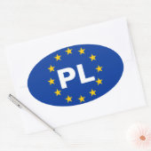VIER Polen "PL" Vlag Europese Unie Ovale Sticker (Envelop)