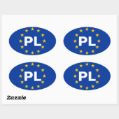 VIER Polen "PL" Vlag Europese Unie Ovale Sticker (Vel)