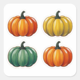 Vier Pompoen Stickers