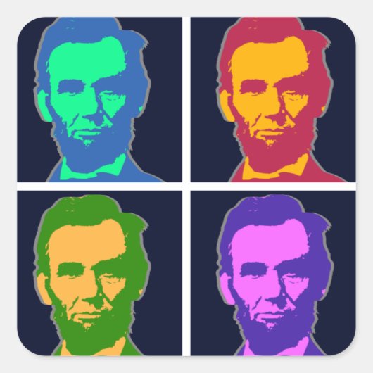 Vier Pop Art Abraham Lincolns Vierkante Sticker (Voorkant)