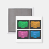 Vier Pop Art Camera's Magneet (Voorkant / Achterkant)