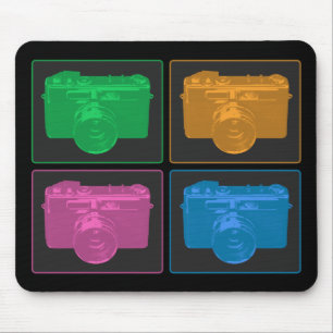 Vier Pop Art Camera's Muismat