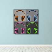 Vier Pop Art Headphones Canvas Afdruk (Insitu (Houten vloer))