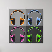 Vier Pop Art Headphones Canvas Afdruk (Voorkant)