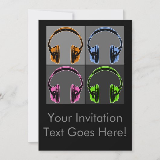 Vier Pop Art Headphones Kaart (Voorkant)