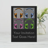 Vier Pop Art Headphones Kaart (Staand voorkant)