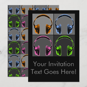 Vier Pop Art Headphones Kaart