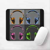 Vier Pop Art Headphones Muismat (Met muis)