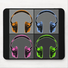 Vier Pop Art Headphones Muismat