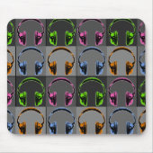 Vier Pop Art Headphones Muismat (Voorkant)