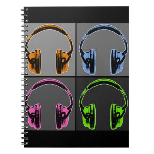 Vier Pop Art Headphones Notitieboek