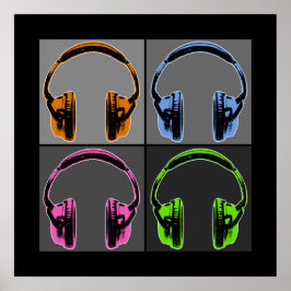 Vier Pop Art Headphones Poster