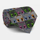 Vier Pop Art Headphones Stropdas (Opgerold)