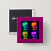 Vier Poppen Art Abraham Lincolns Vierkante Button 5,1 Cm (Voorkant /achterkant)