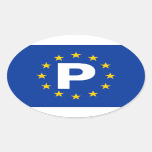 VIER Portugal "P" Europese Unie Ovale Sticker
