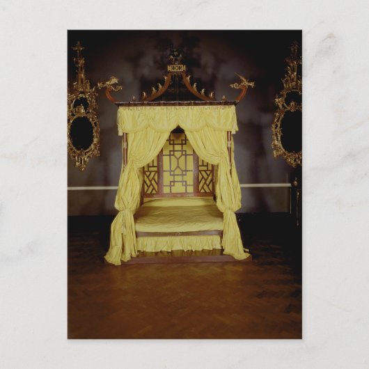 Vier Poster Bed, in de Chinese stijl, 1750's Briefkaart (Voorkant)