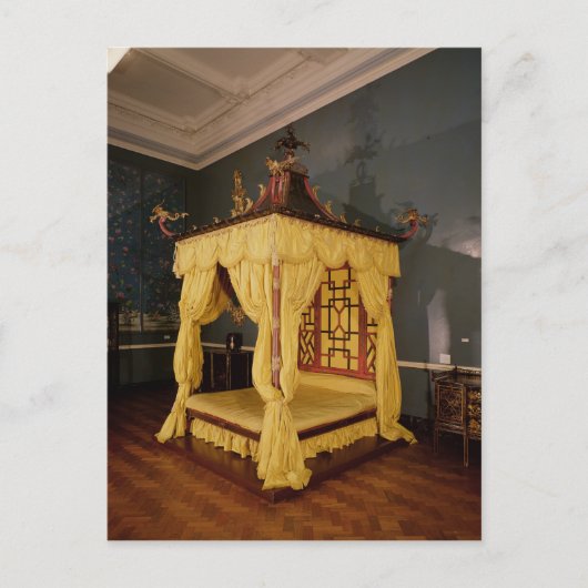 Vier Poster Bed, in de Chinese stijl, 1750's Briefkaart (Voorkant)