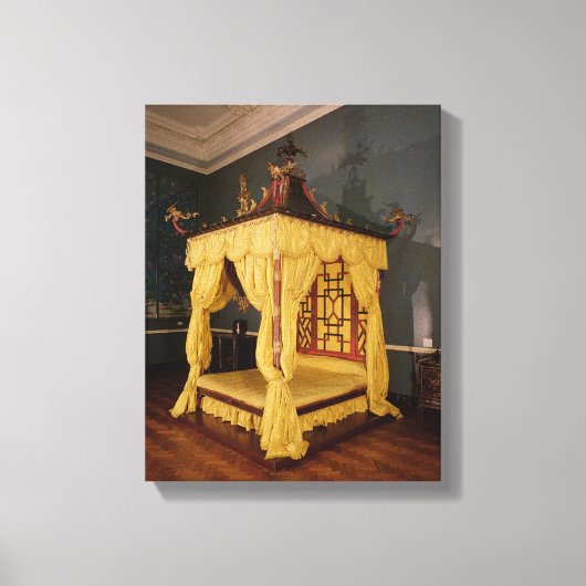 Vier Poster Bed, in de Chinese stijl, 1750's Canvas Afdruk (Voorkant)