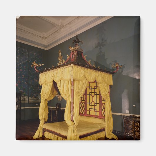 Vier Poster Bed, in de Chinese stijl, 1750's Magneet (Voorkant)