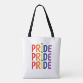 Vier Pride maand kleurrijke regenboog tekst Tote Bag (Achterkant)