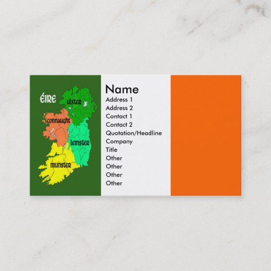 Vier provincies in Ierland Visitekaartje (Voorkant)