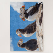 Vier Puffins staan op een rots Legpuzzel (Verticaal)