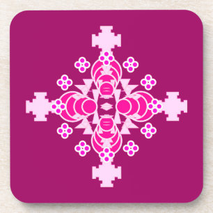 Vier punten Mandala - bleek roze en pruimen Bier Onderzetter