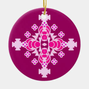 Vier punten Mandala - bleek roze en pruimen Keramisch Ornament
