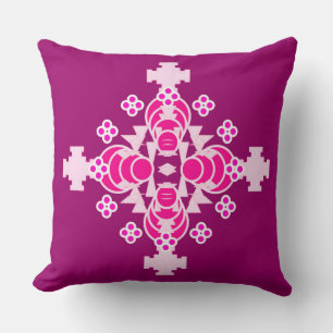 Vier punten Mandala - bleek roze en pruimen Kussen