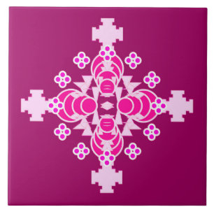 Vier punten Mandala - bleek roze en pruimen Tegeltje