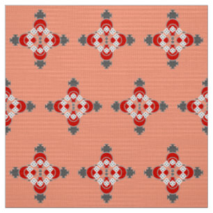 Vier punten Mandala, Coral, Grijs/Grijs en Rood Stof