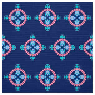 Vier punten Mandala, Indigo Blue, Turquoise & Pink Stof
