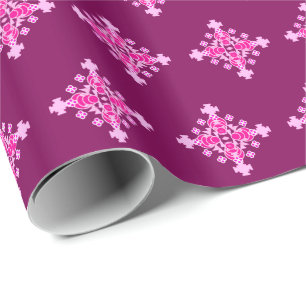 Vier punten Mandala Pattern, Bleek Roze en Plum Cadeaupapier