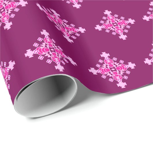 Vier punten Mandala Pattern, Bleek Roze en Plum Cadeaupapier (Rol Hoek)