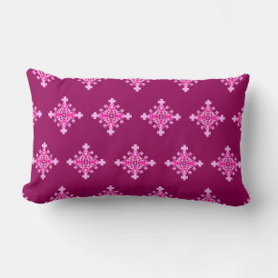 Vier punten Mandala Pattern, Bleek Roze en Plum Kussen