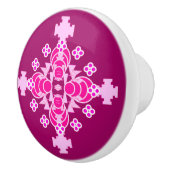 Vier punten Mandala Pattern - bleek roze en pruime Keramische Knop (Rechts)
