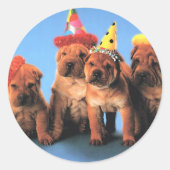 Vier Puppies Verjaardag Stickers (Voorkant)