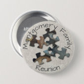 Vier puzzelstukfamilie reünie Memento Ronde Button 7,6 Cm (Voorkant /achterkant)
