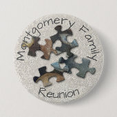 Vier puzzelstukfamilie reünie Memento Ronde Button 7,6 Cm (Voorkant)