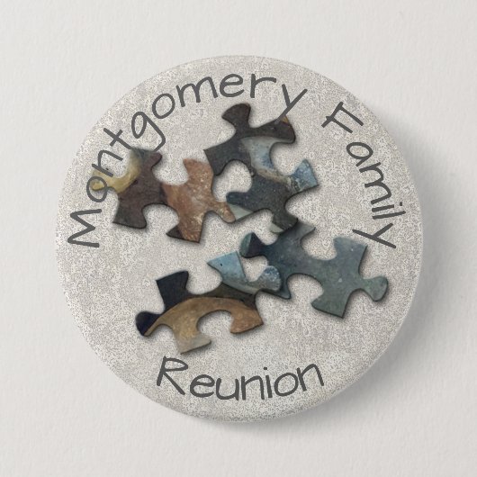 Vier puzzelstukfamilie reünie Memento Ronde Button 7,6 Cm (Voorkant)