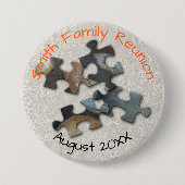 Vier puzzelstukken Familie Reünie Memento Ronde Button 7,6 Cm (Voorkant)
