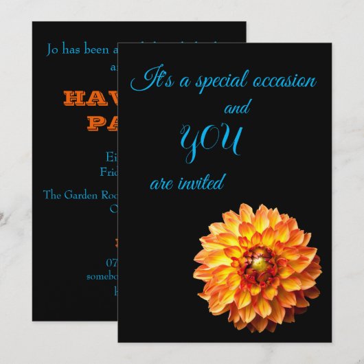 Vier Queens Dahlia Bloemen uitnodiging (Voorkant / Achterkant)