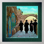 Vier Rabbis die rondlopen in Jerusalem Street Art  Poster (Voorkant)